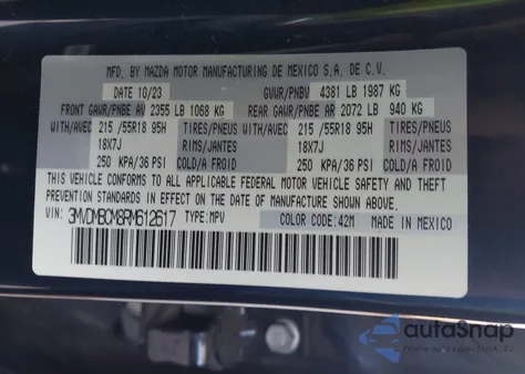 2024 Mazda Cx-30 2.5 S Preferred Package z USA, uszkodzony, nr VIN 3MVDMBCM8RM612617